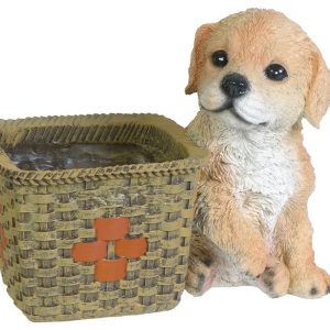 Кашпо Щенок с квадратной корзиной