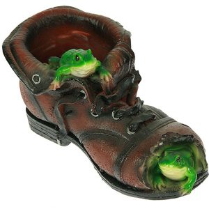 Кашпо Башмак с лягушками 15х25 см