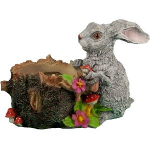 Кашпо Зайчик с цветком