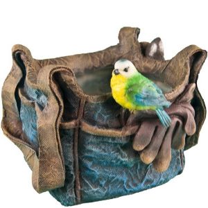 Кашпо Сумка джинсовая с птичкой