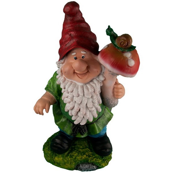 Садовая фигура Гном с грибом и улиткой 58х29 см. — изображение 2