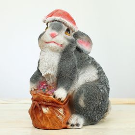 Копилка на новый год зайчик с мешком (блестки), 30 см.