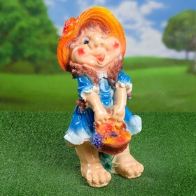Садовая фигура Девочка-гном с корзинкой 49см