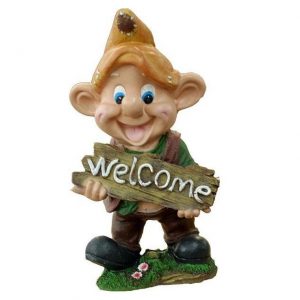 Садовая фигура Эльф с табличкой Welcome №3, 16х31 см.