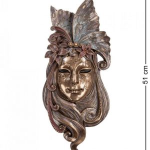 Венецианская маска для интерьера "Лилия" бол.- бронза, 51 см.