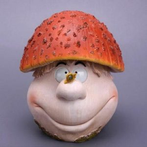 Садовая фигура Гриб рожица толстый №2 большой, 21х18 см.