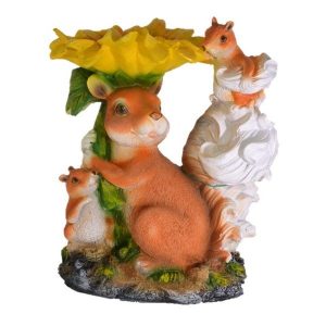 Садовая фигура Белки - семья с цветком, 27 см.