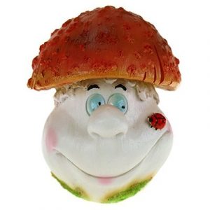 Садовая фигура Гриб рожица толстый №2 маленький, 12х9 см.