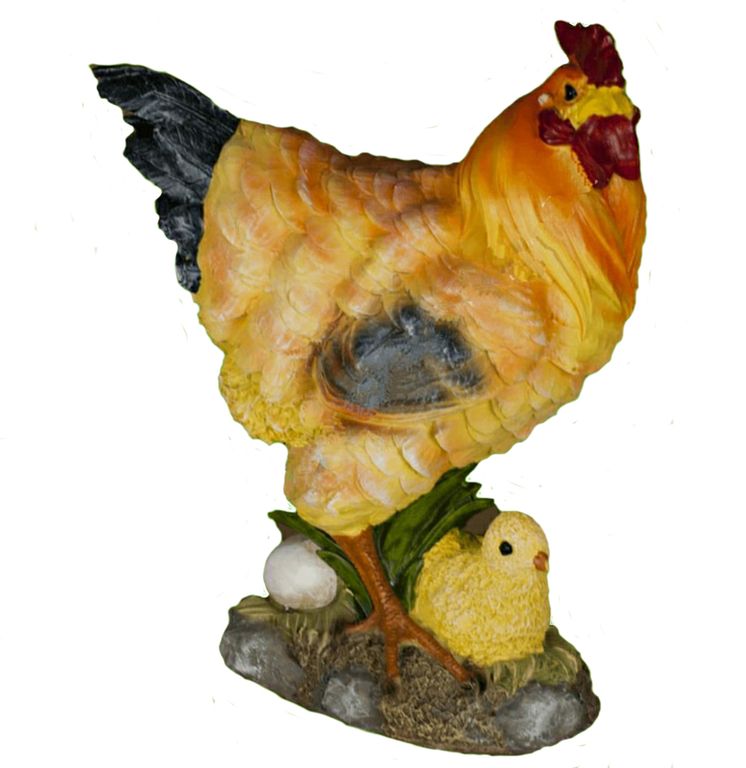 Садовая фигура Курочка с цыпленком и яйцом, 30х26 см.