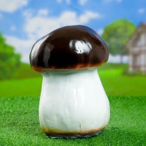 Садовая фигура Белый гриб большой на толстой ножке, 23х16 см.