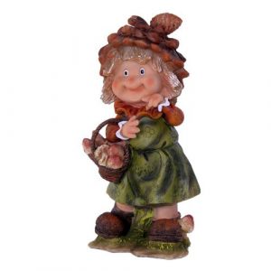 Садовая фигура Гномик с корзинкой грибов 21х34 см.