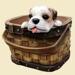 Кашпо Щенок в квадратной корзине