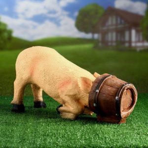 Садовая фигура Свинья в кадке Н-25 cм.