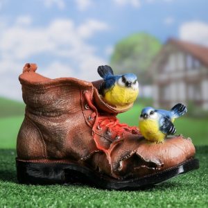 Кашпо Башмак с синицами 29х20 см