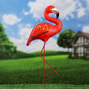 Садовая фигура Фламинго на железных ногах малый, 70х60 см.