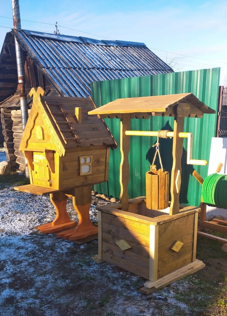 Деревянный декоративный колодец 55х55х160 см — изображение 3