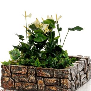 Садовое кашпо для цветов Камень квадратный, 60х21х60 см.