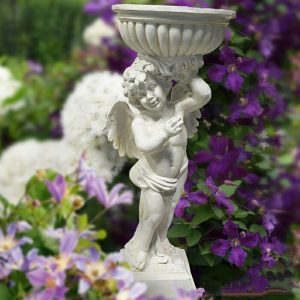 Садовая фигура Ангел с чашей на голове, 92х40 см.