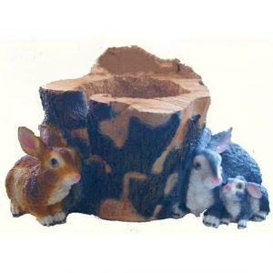 Садовое кашпо для цветов Пень с зайцами, 48х56 см.