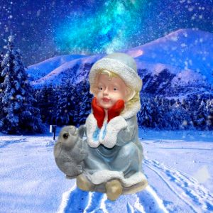 Фигура на новый год Снегурочка с зайкой, 27 см.