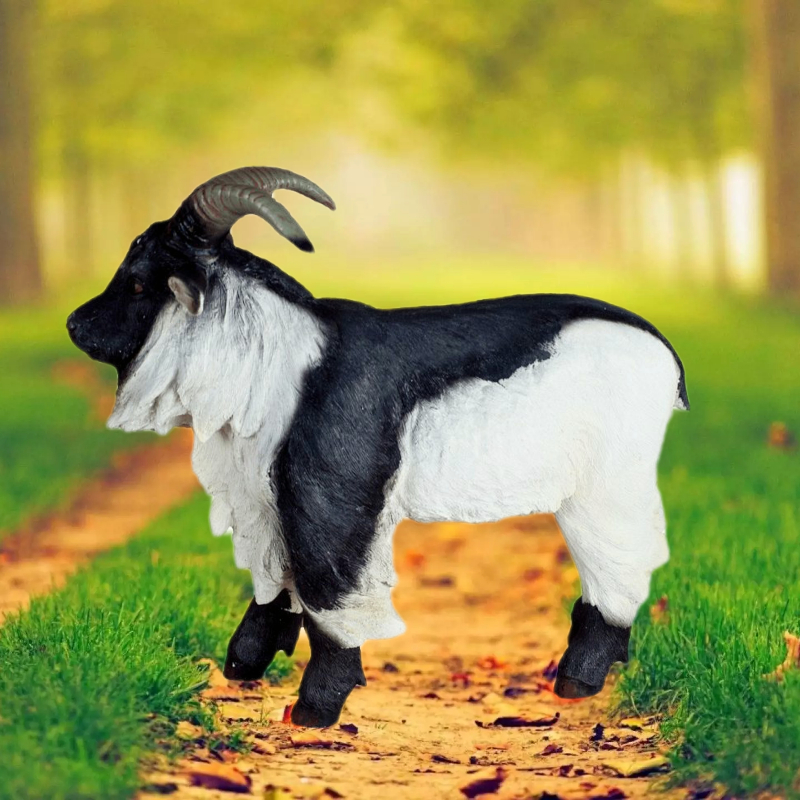 Садовая фигура Козел чёрный с белым, 43 см.