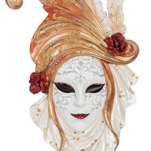 Венецианская маска для интерьера "Маки"- белый, 54 см.