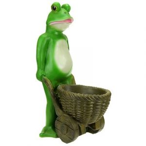 Садовое кашпо Лягушка с тачкой, 48х27 см.