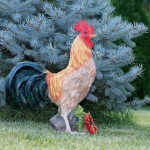 Садовая фигура Петух с цветком, 43х36 см.