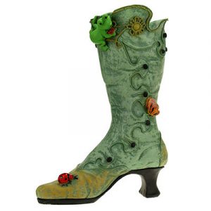 Садовое кашпо Сапог с лягушкой, 38х29 см.