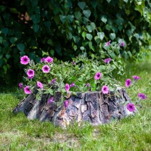 Садовое кашпо для цветов Пень низкий, 55х60х17 см.