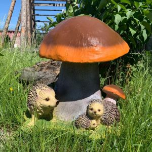 Садовая фигура Ежики под грибом, 58х48 см.