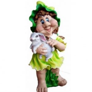 Садовая фигура Девочка с зайцем 75х50 см.