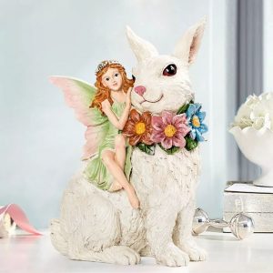 Садовая фигура Зайчик с феей, 28х20х12 см.
