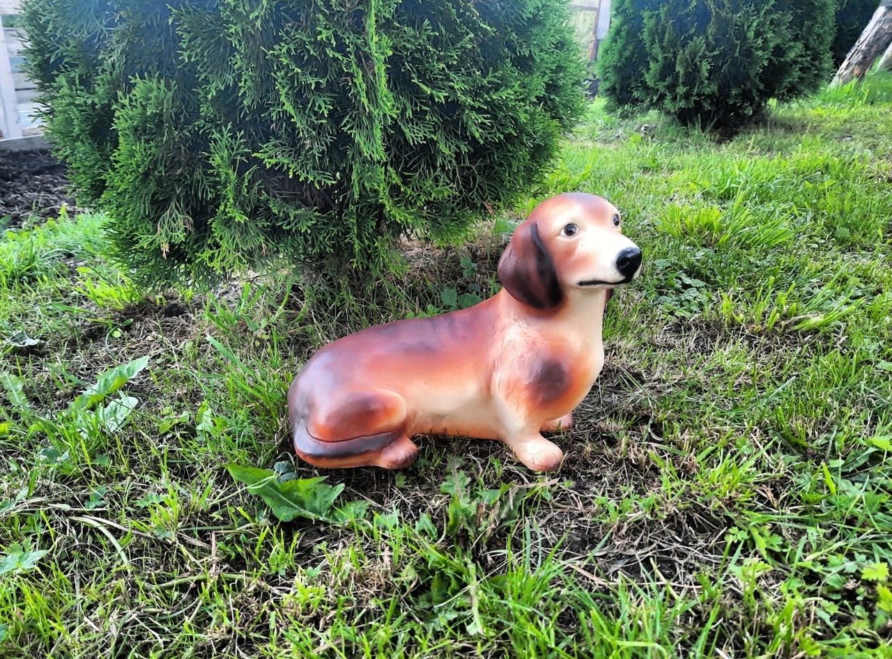 Садовая фигура собака Такса, 27х34 см. — изображение 2