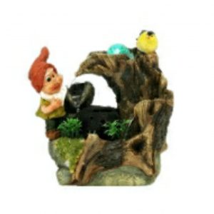 Фонтан для сада и интерьера - Гномик с птичкой, 23х25 см.