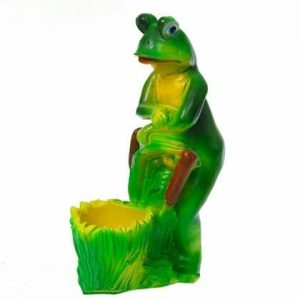 Садовое кашпо Лягушка с камышами, 47х20 см.