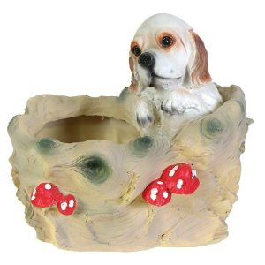 Кашпо Щенок ушастый в дупле 22х21 см