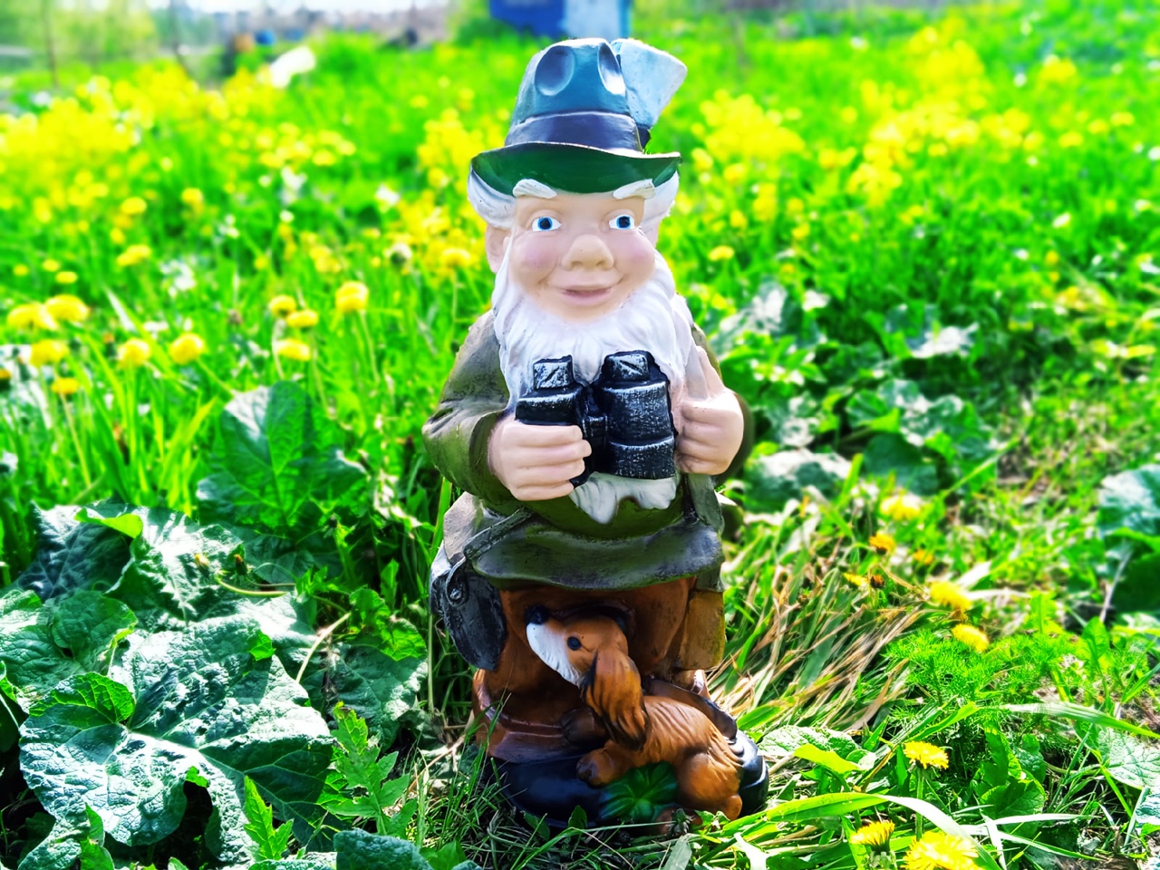 Садовая фигура Гном охотник с собакой 77х40 см. — изображение 2