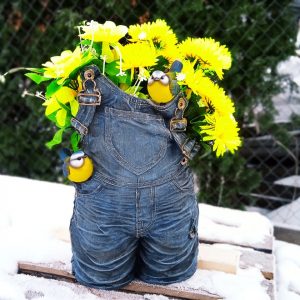 Кашпо для цветов Комбинезон джинсовый, 42 см.