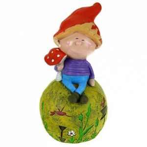 Садовая фигура Эльф с грибом на арбузе 36х20 см.