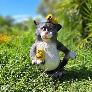 Садовая фигура Кот с птичками, 55х45 см.