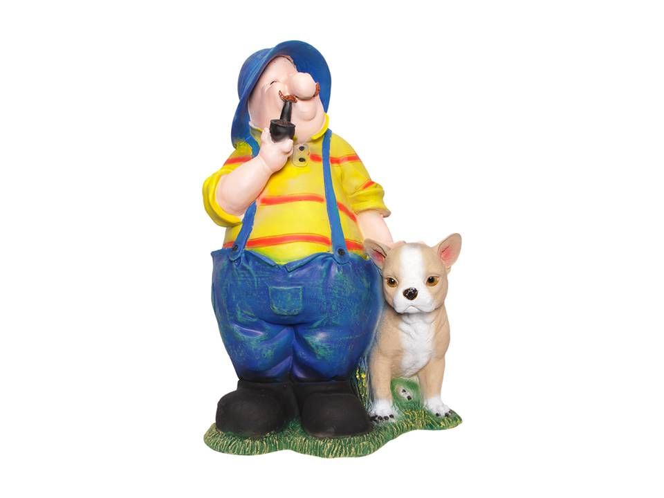 Садовая фигура Фермер с собачкой 65 см.