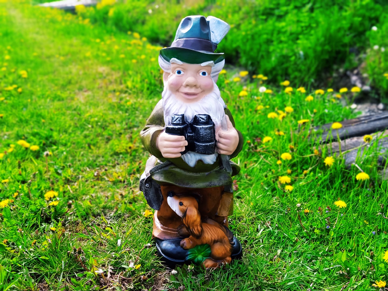 Садовая фигура Гном охотник с собакой 77х40 см. — изображение 3