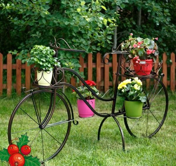 Кованая подставка для цветов Велосипед арт. 19000, 55х104х194 см.