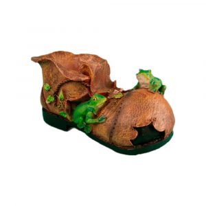 Кашпо Башмак с лягушками и цветами 15 х 30 см