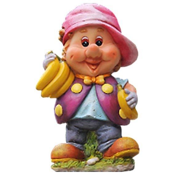 Садовая фигура Гномик пчелка с бананом 26х42 см.