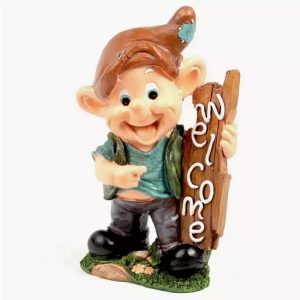 Садовая фигура Эльф с табличкой Welcome №4, 17х30 см.