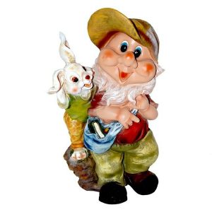 Садовая фигура Гном с зайцем 28х53 см.