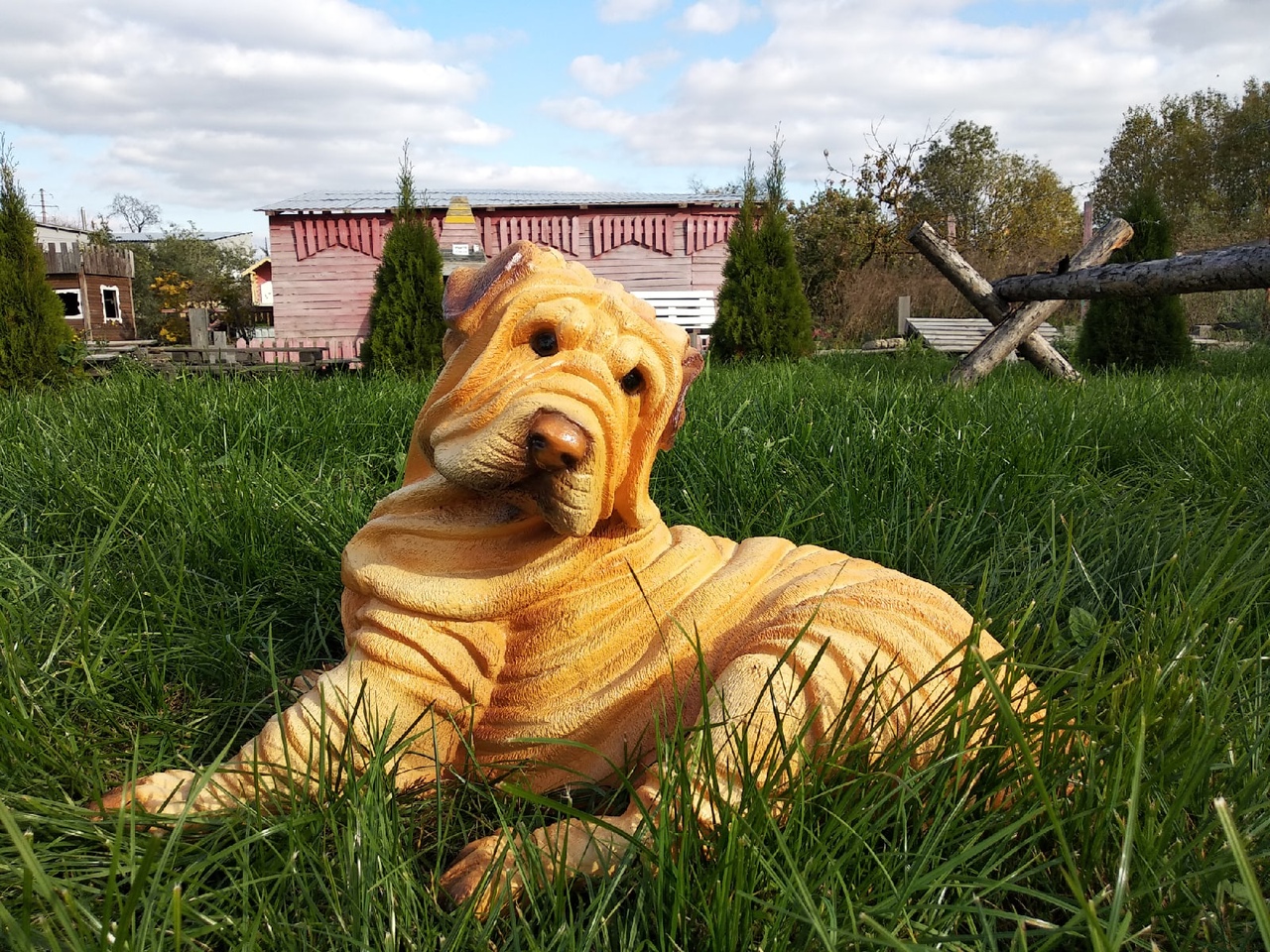 Садовая фигура Шарпей лежачий, 42х70 см. — изображение 2