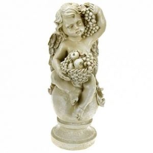 Садовая фигура Ангел с фруктами на шаре, 43х24 см.